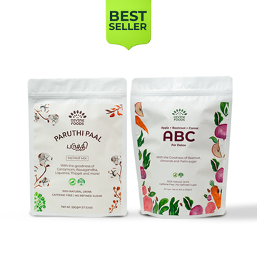 Divine Smart combo (Paruthi Paal 500 gm Refill pack (Cotton Seed Instant Latte Mix) + Natural ABC latte Milk Mix 500 gm Refill pack (Apple+Beetroot+Carrot)