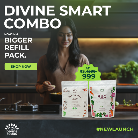 Divine Smart combo (Paruthi Paal 500 gm Refill pack (Cotton Seed Instant Latte Mix) + Natural ABC latte Milk Mix 500 gm Refill pack (Apple+Beetroot+Carrot)