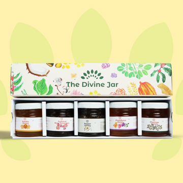 The Divine Jars (100% Pure, 5 Different Types Of Exotic Honey) - Divine Healthy Gift box