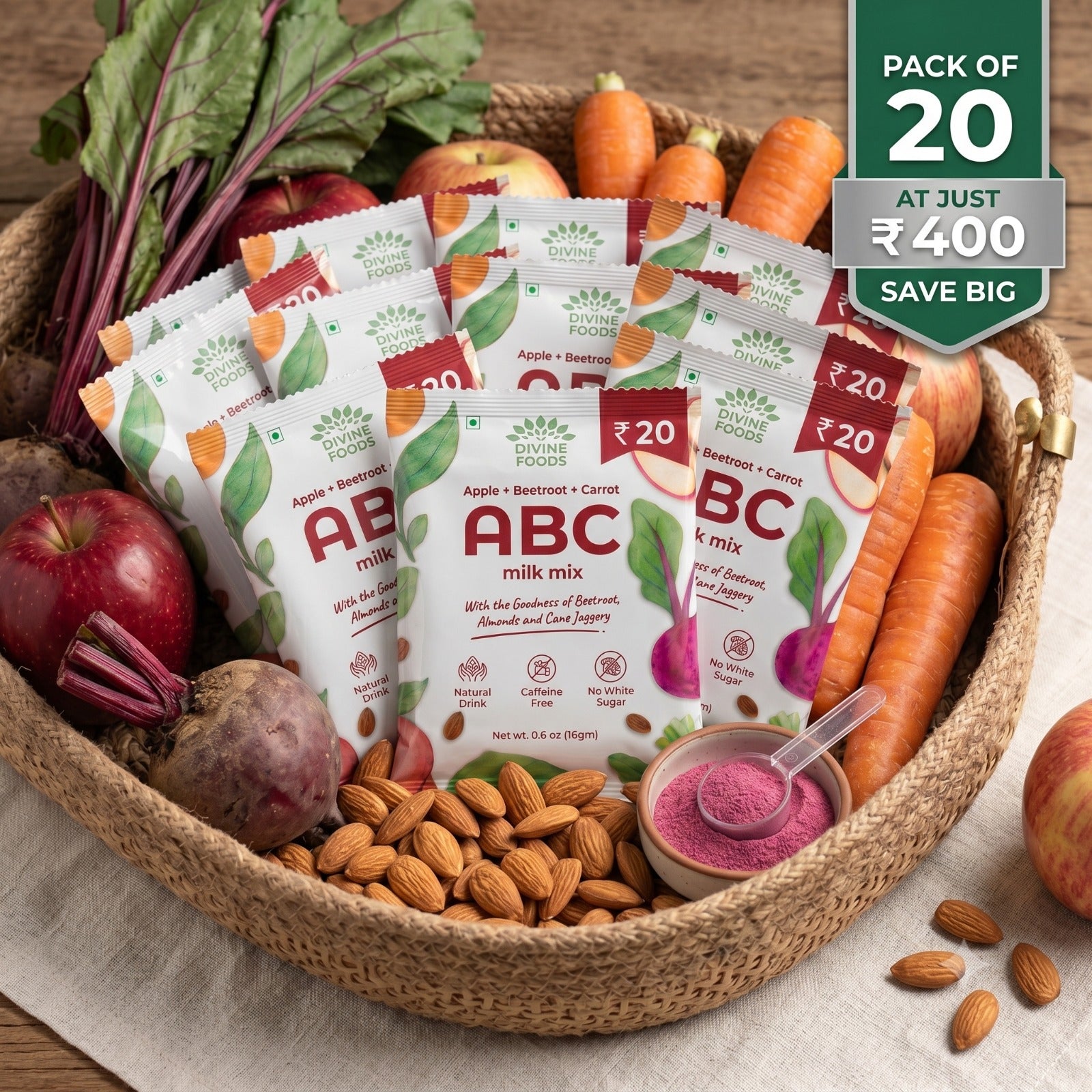 ABC Latte Mix Sachets Pack of 20 | Apple Beetroot Carrot Drink