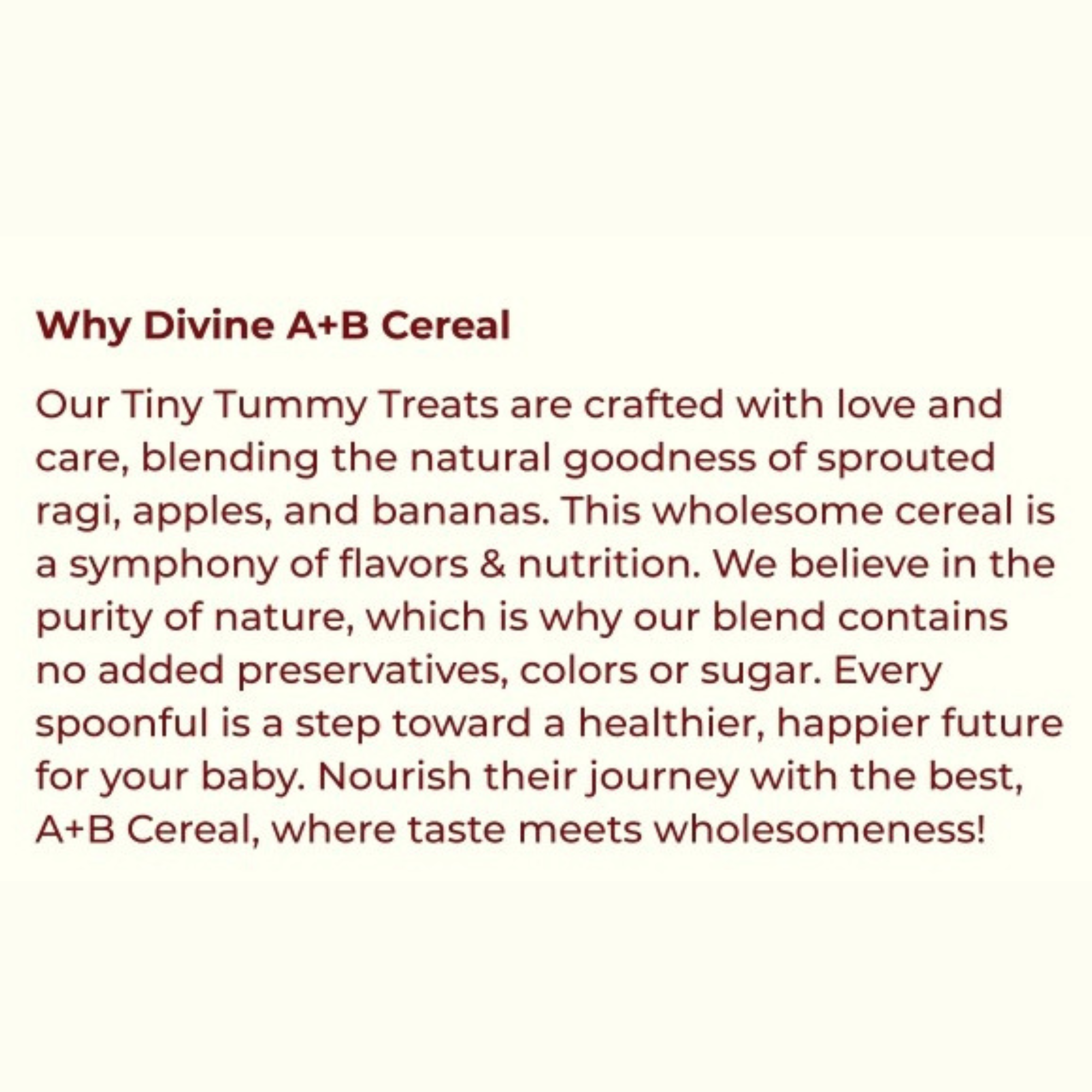 Adbusting Example Cereal A+B Cereal Sprouted Ragi for Easy Digestion and Natural Weight Gain