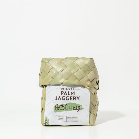 Karuppatti palm jaggery powder in Palm Leaf Pack, 500g