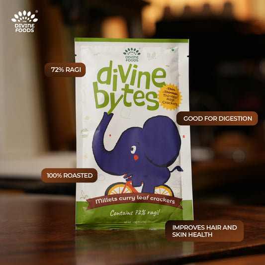 Divine Bytes | Ultra Thin Ragi Millet Crackers | Light, Crispy & Guilt-Free | Made with 72% Ragi Millet