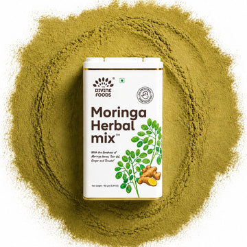 Moringa Herbal Mix | Pure Moringa Powder Drink | Natural Superfood | 150g Premium Tin | The Divine Foods