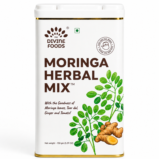 Moringa Herbal Mix | Pure Moringa Powder Drink | Natural Superfood | 150g Premium Tin | The Divine Foods