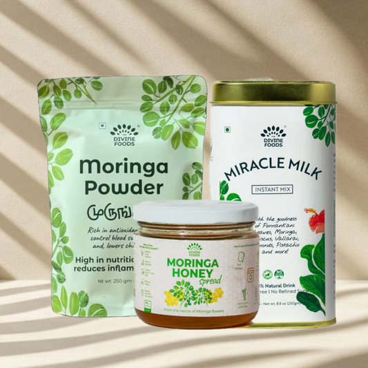 Divine Mom and Kid Moringa Combo with Natural Goodness (Miracle Mix +Moringa Powder + Moringa Honey)