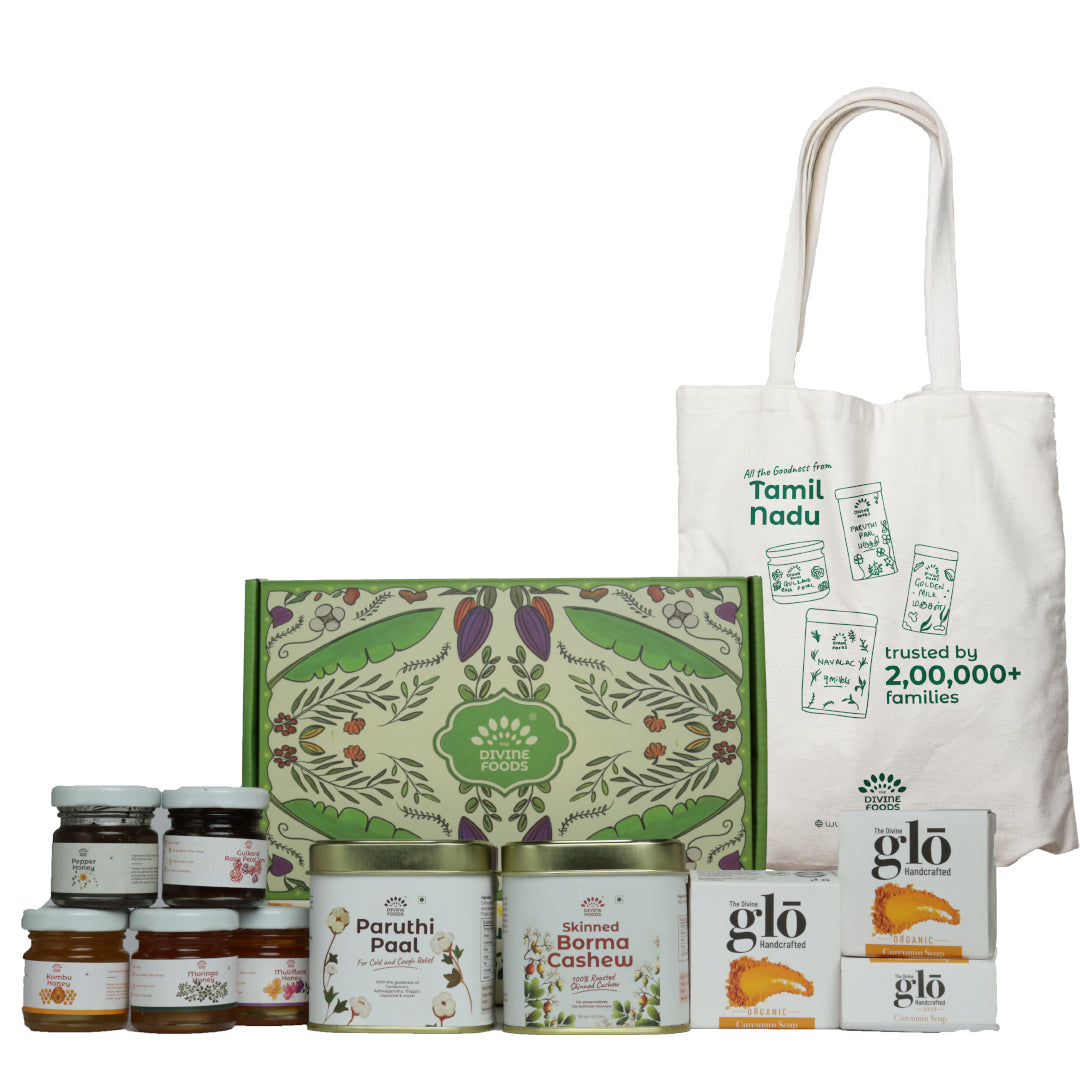 The Divine Nutty Glo Combo (Divine JarsMultifloral Honey,Gulkand Hone